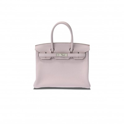 HERMES MASTER BARKIN 30 TOGO LEATHER PINK SILVER BUCKLE BAG 550321 (30*23*15cm)